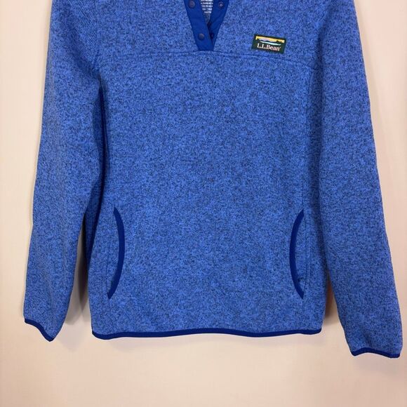 LL Bean Blue Snap Button Fleece Lined Pullover Sweatshirt Women's XS - Picture 4 of 5